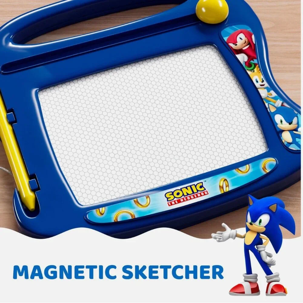 Sonic the Hedgehog Rainbow Magnetic Sketcher Travel Toy Draw Write w/ Stylus NIB